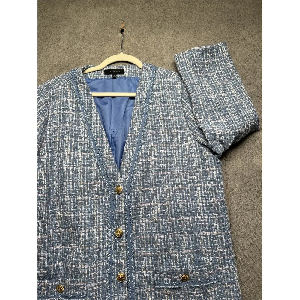 Talbots Women's‎ 14 Tweed Blazer Jacket Gold Button Lined Career Office Business